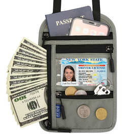 亚马逊多功能挂脖护照包RFID斜挎单肩收纳袋出国机票证件保护套