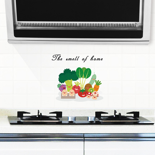 Waterproof Cartoon Vegetable Oil Smoke Wall Sticker Kitchen Household Stove Decoration High Temperature Resistant Self-Adhesive Transparent Oil-proof Sticker