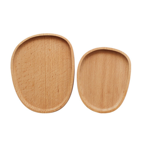 Japanese wooden tray home snack fruit plate sushi snack plate dry fruit plate tea tray beech wood pebble dinner plate