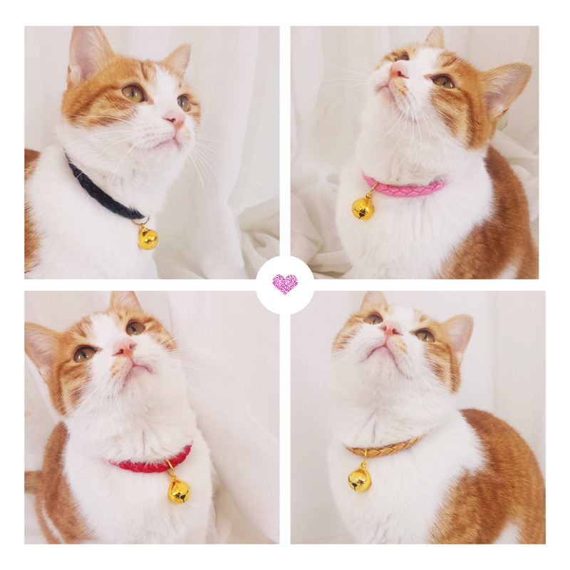 Cuero PU ajustable para mascotas collar gatos campana perros conejos collar de insecto simple artículos para perros