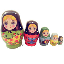 五层外贸小肚女孩俄罗斯套娃生日礼物木制工艺礼品情人节摆饰