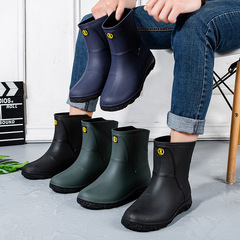 跨境雨鞋男夏季中筒時尚潮戶外防水防滑膠鞋釣魚鞋廚房鞋雨靴膠鞋