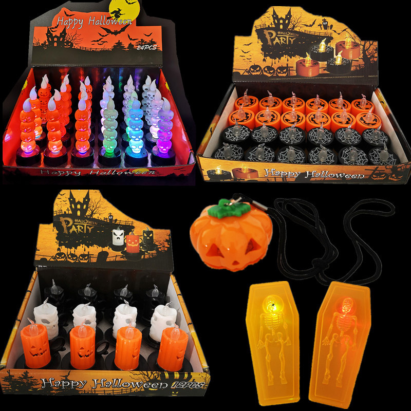 Lámpara de Halloween nueva Decoración Accesorios cráneo lámpara LED electrónica vela lámpara horror calabaza lámpara luz de la noche
