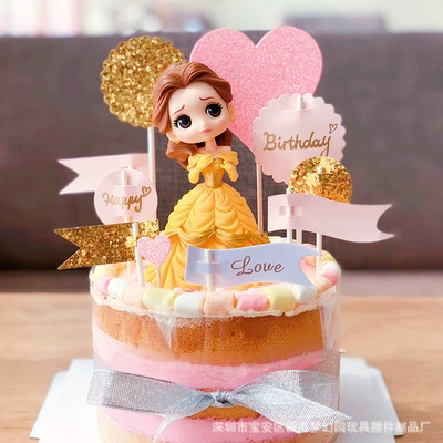 ПВХ мультфильм Q версия день рождения украшения торта принцессы Beier свадебное платье