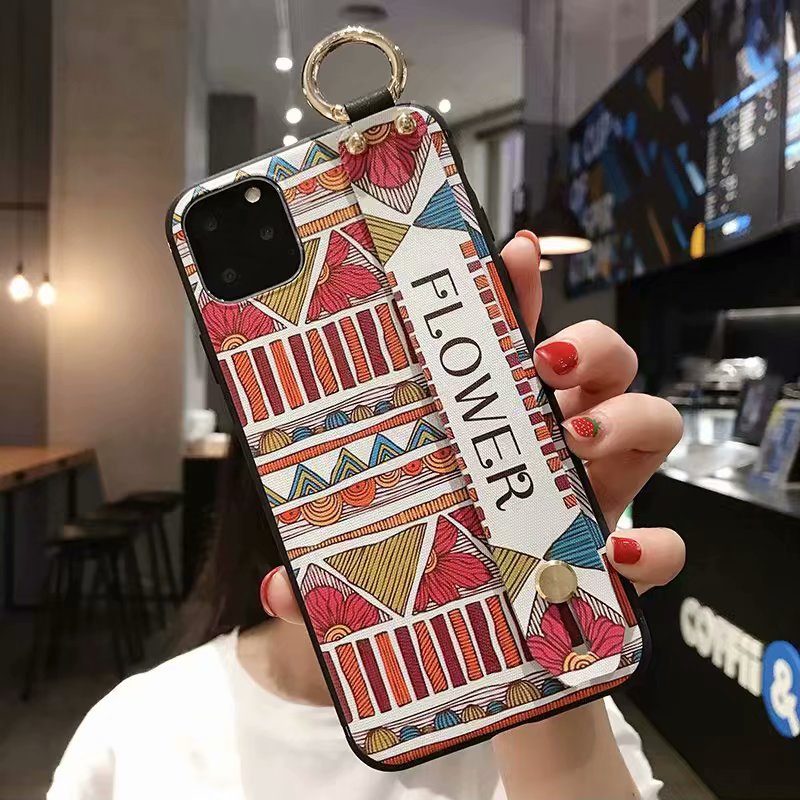 16ProMax15 Funda para teléfono móvil estilo palacio retro S25UltraS24A16 Pulsera de flor a cuadros japonesa y coreana Funda suave