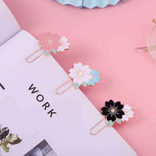 Sakura series cute girl paper clip bookmark creative metal paper clip student fresh stationery binding pin