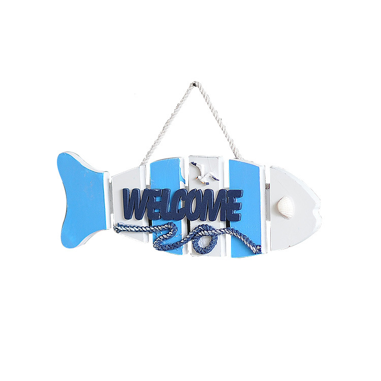 Fishbone bienvenida listado Mediterráneo decoración del hogar colgante de pared de madera creativa tablero colgante-myrion