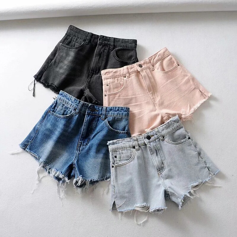 Celebrity style side slit Denim shorts women's 2020 Summer popular high waist slimming leg slimming long frayed hot pants fashion Celebrity style side slit Denim shorts women's 2020 Summer popular high waist slimming leg slimming long frayed hot pants fashion