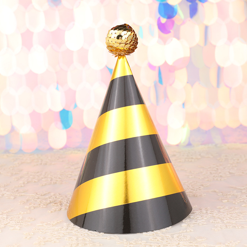 Factory direct cake decoration high-end black gold pink gold sequin ball children's adult party birthday hat