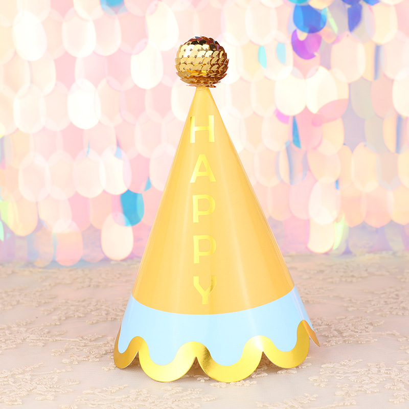 Fábrica directa decoración de la torta de alto grado negro oro rosa oro lentejuelas bola niños adultos fiesta cumpleaños sombrero