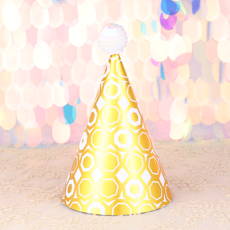 Fábrica directa decoración de la torta de alto grado negro oro rosa oro lentejuelas bola niños adultos fiesta cumpleaños sombrero