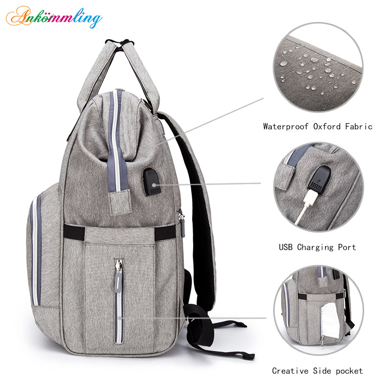 Bolso de mamá Bolso de madre de hombro multifuncional de gran capacidad Venta caliente transfronteriza de ballena con fabricante de origen de bolso de madre e bebé USB