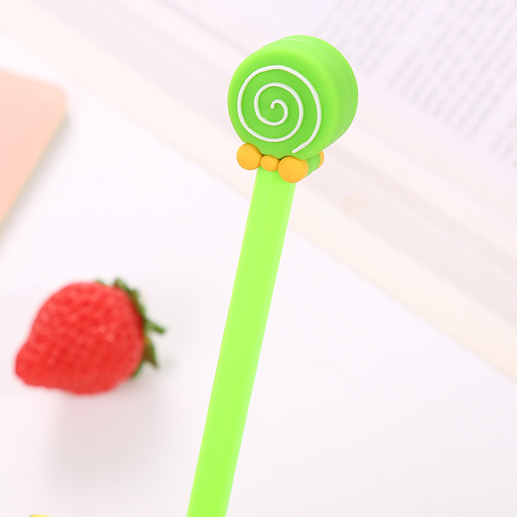Nuevo color caramelo lollipop pluma de gel de aprendizaje creativo papelería oficina firma pluma linda pluma de dibujos animados a base de agua