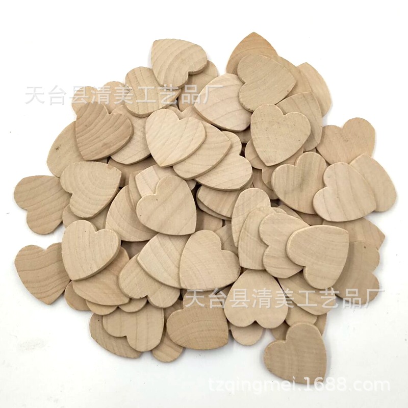 32*35mm botón de madera de amor 6mm grueso madera en forma de corazón de melocotón de madera maciza pieza de madera