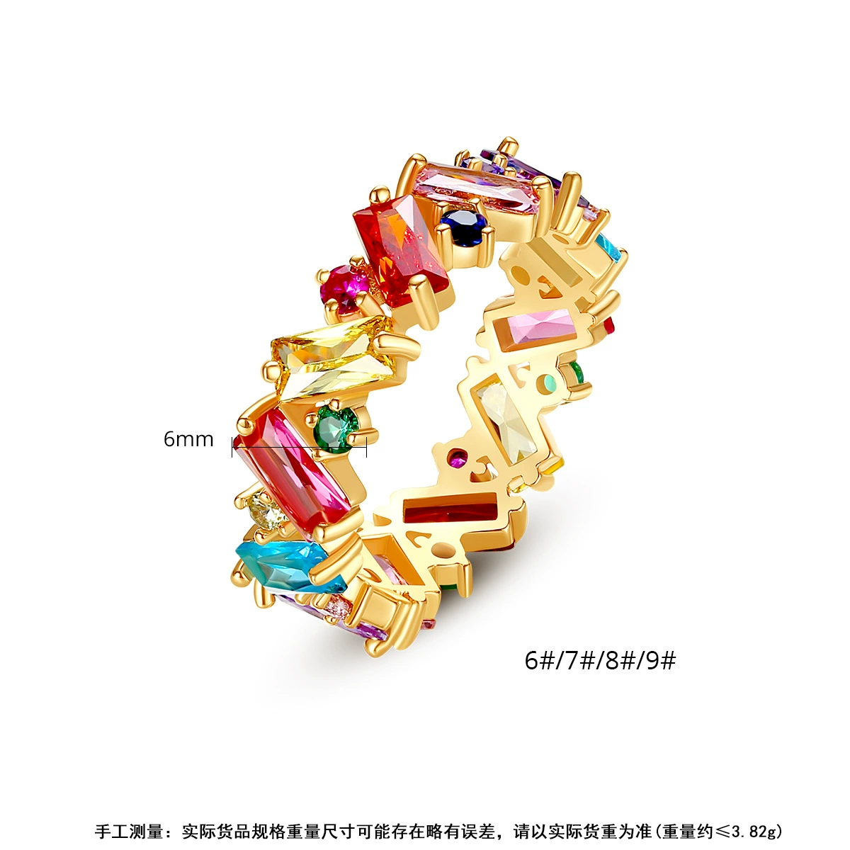锦瑟 Zirconium, модное радужное кольцо с камнем, Amazon, европейский стиль