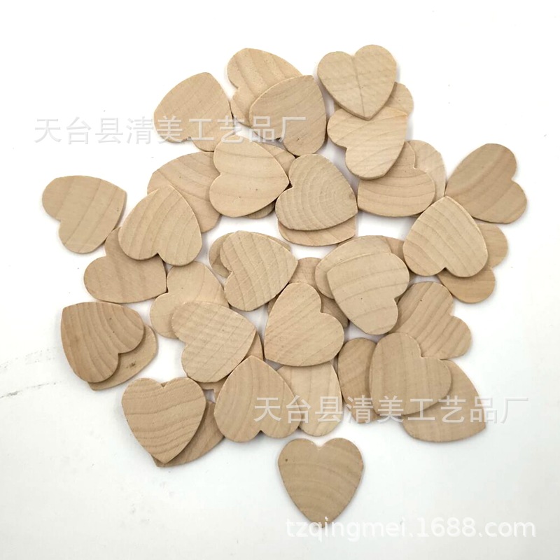 32*35mm botón de madera de amor 6mm grueso madera en forma de corazón de melocotón de madera maciza pieza de madera