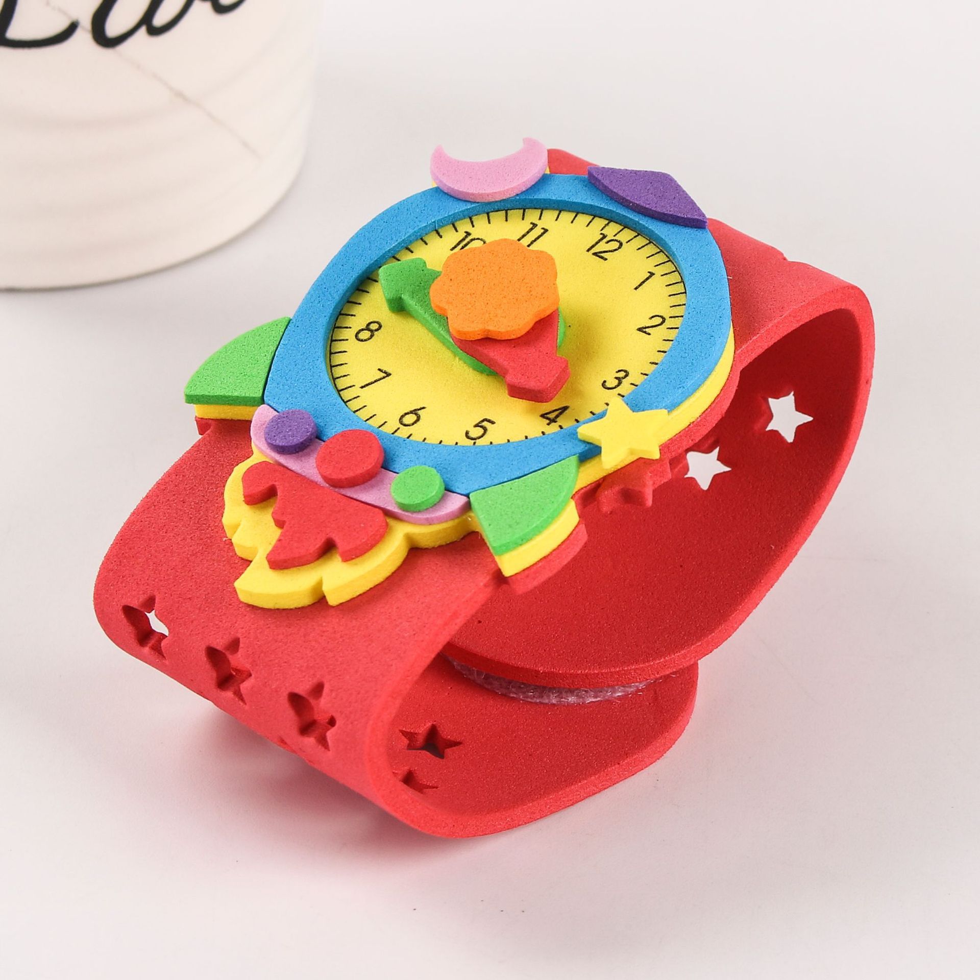 Wholesale cartoon children's educational handmade DIY toy three-dimensional sponge eva sticker watch
