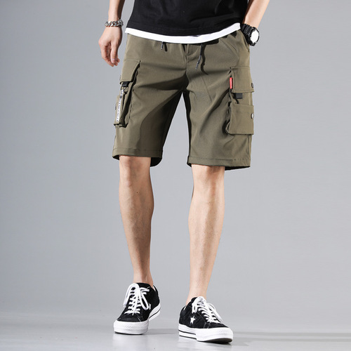 Summer men's workwear shorts trendy brand street loose multi-pocket casual five-point pants men's Korean style sports mid-pants