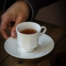 复古骨瓷小茶杯带把陶瓷咖啡杯下午茶杯单杯小容量花茶杯配茶托碟