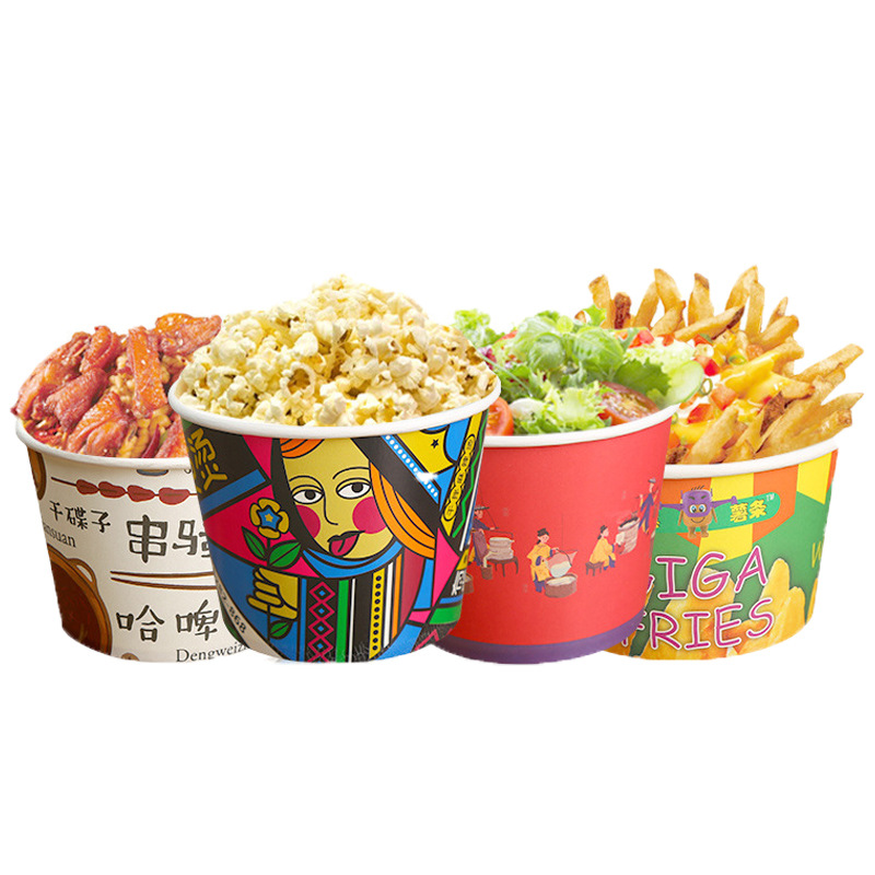 Suministro de fábrica tazón de papel desechable engrosado tazón de embalaje tazón de papel de polvo caliente y amargo tazón para llevar tazón de impresión al por mayor LOGO