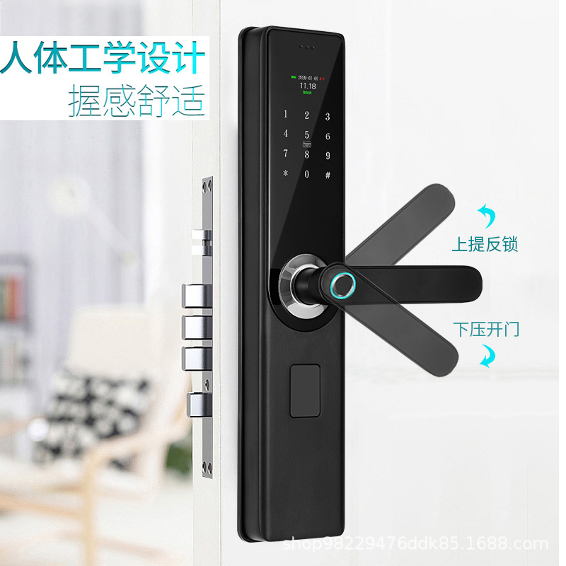 Puerta antirrobo del hogar de la cerradura de la huella dactilar del semiconductor del Uno-apretón con la cerradura elegante de la pantalla cerradura electrónica de la contraseña de la tarjeta de crédito del apartamento del hotel