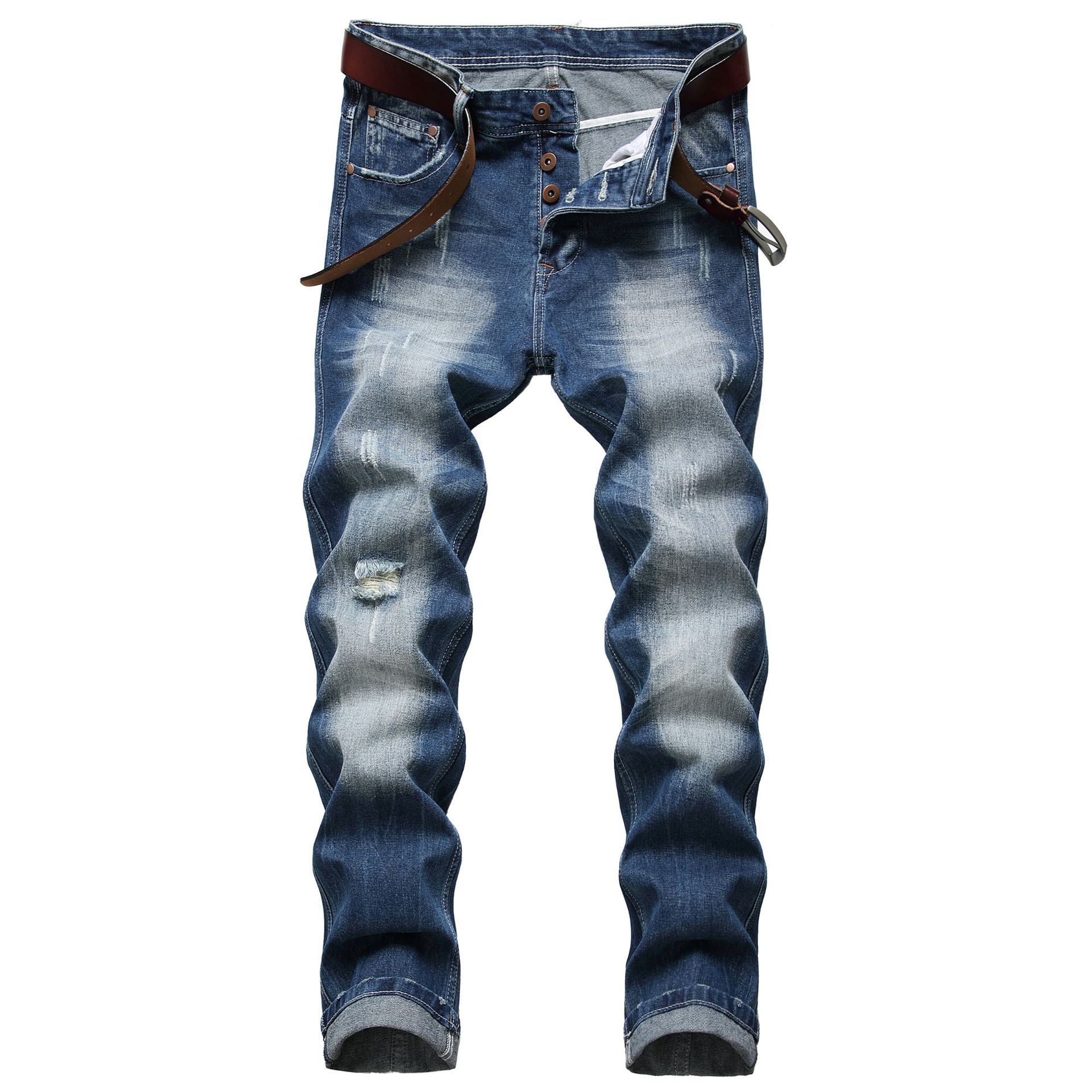 2023 nuovi jeans da uomo pantaloni in denim di cotone strappati slim fit dritti pantaloni in denim da uomo con abbottonatura con bottoni_voghion.com
