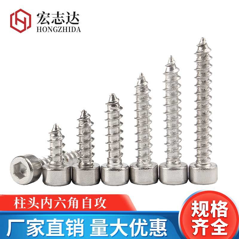 304 stainless steel cylinder head hexagon socket self-tapping screw HA audio horn cup head pointed tail self-tapping screw M2M6