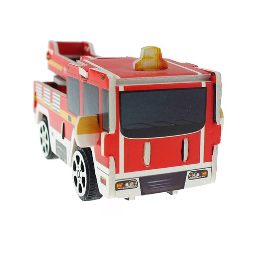 Three 3D pull-back fire truck models children's educational three-dimensional toys hand-made paper three-dimensional puzzles