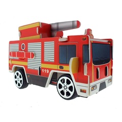 Three 3D pull-back fire truck models children's educational three-dimensional toys hand-made paper three-dimensional puzzles