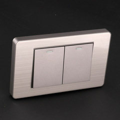 US Standard 16A Panel with Stainless Steel Brushed Grey Multi-Pole Three Hole Taiwanese Made Switch and Socket, Direct Manufacturer Supply