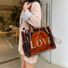 Single-shoulder large bag, stylish women's bag 2021 summer new fashion Korean version versatile large capacity tote bag transparent bag