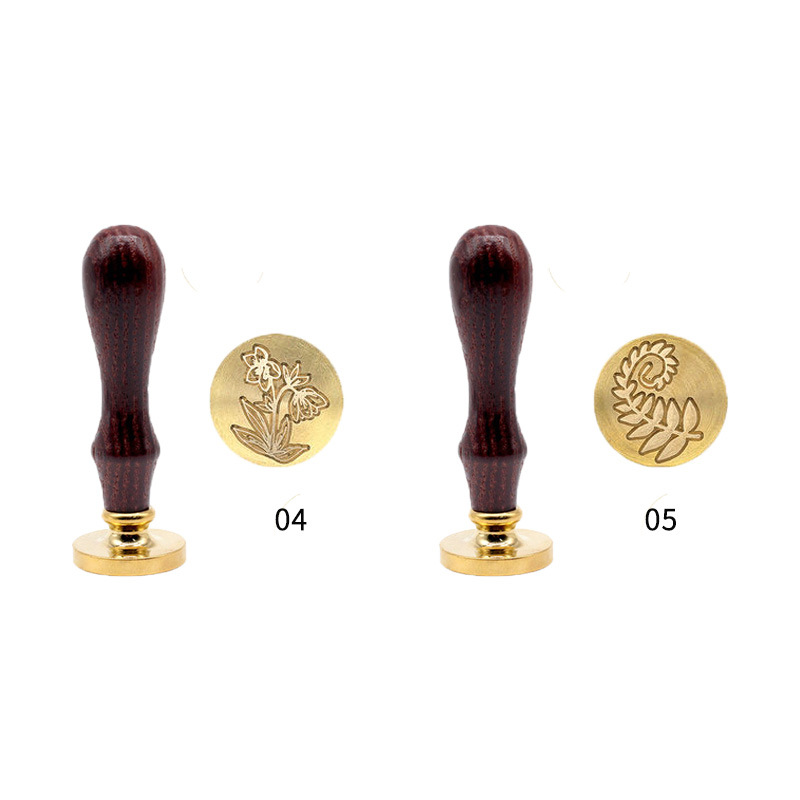 Fábrica al por mayor sello de pintura de fuego sello único con flores de plantas y hojas múltiples cabeza de cobre mano cuenta DIY Etiqueta de cera producción