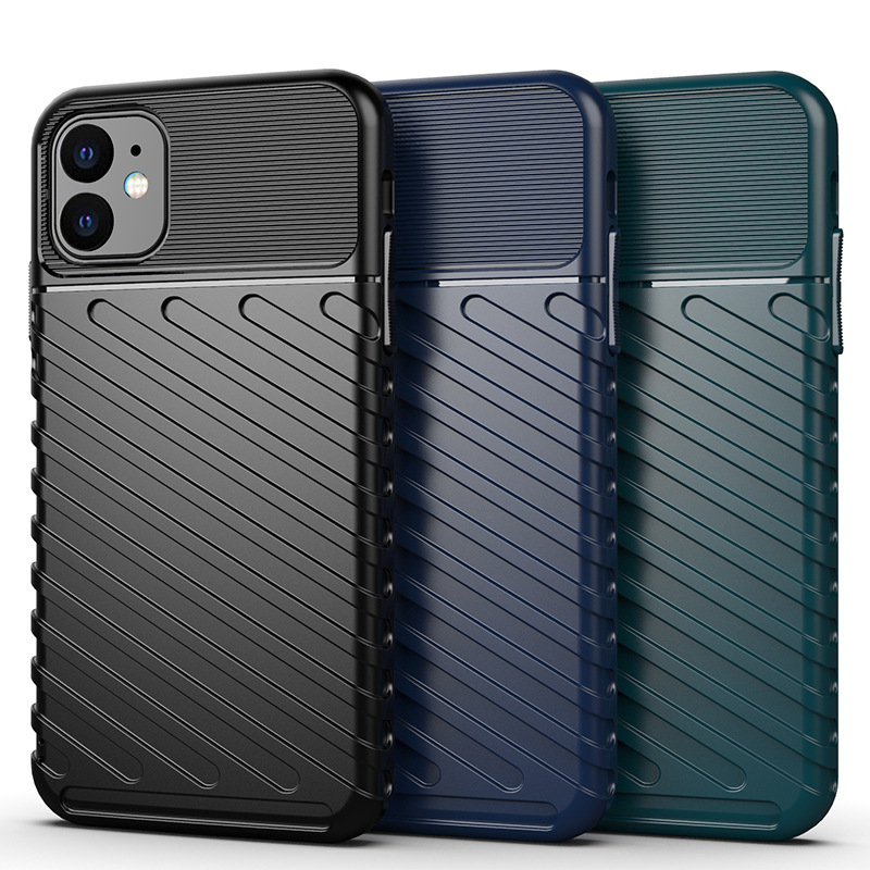 For iPhone 11 Mobile Phone Case Apple 11 Thickened Thunder Drop-Resistant Military Silicone Soft Case Solid Color