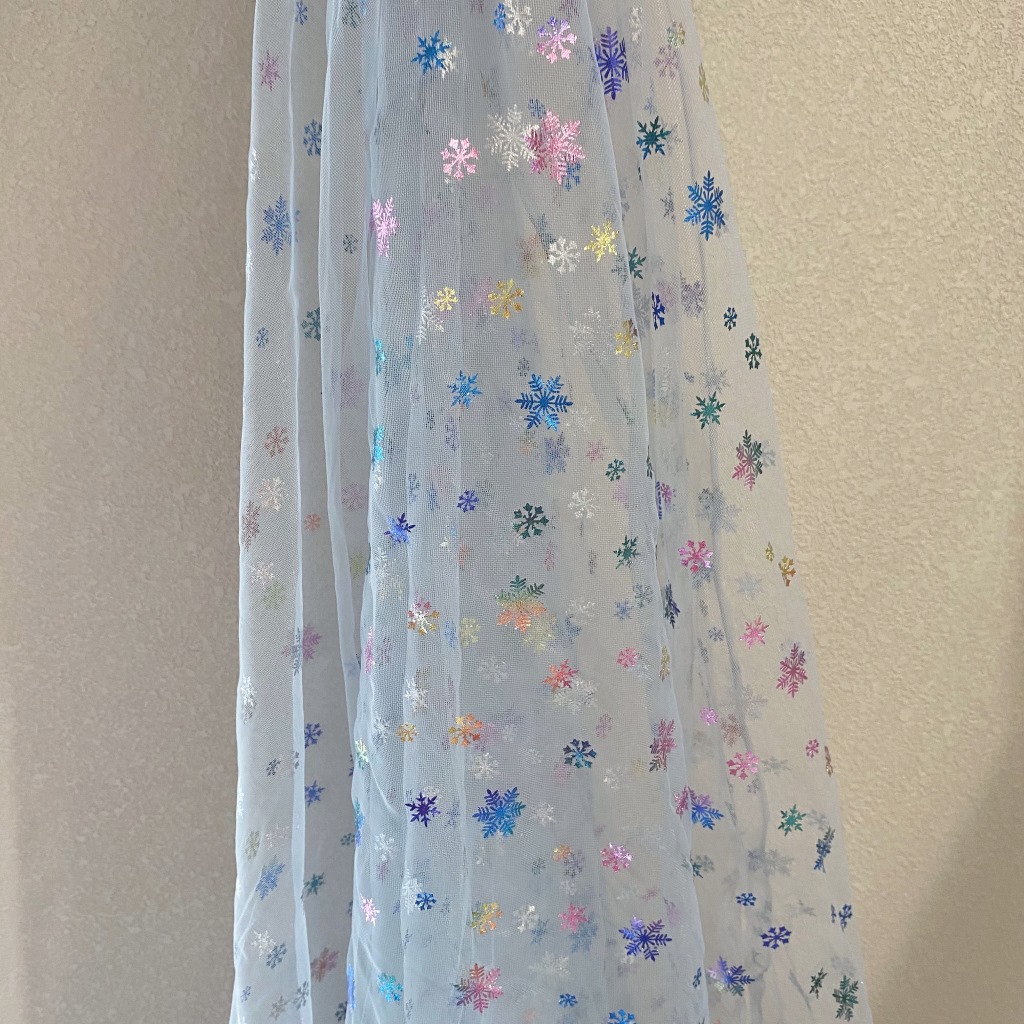 Temei malla después de procesar dorar colorido copo nieve congelado gasa falda niños Lolita Hanfu tela
