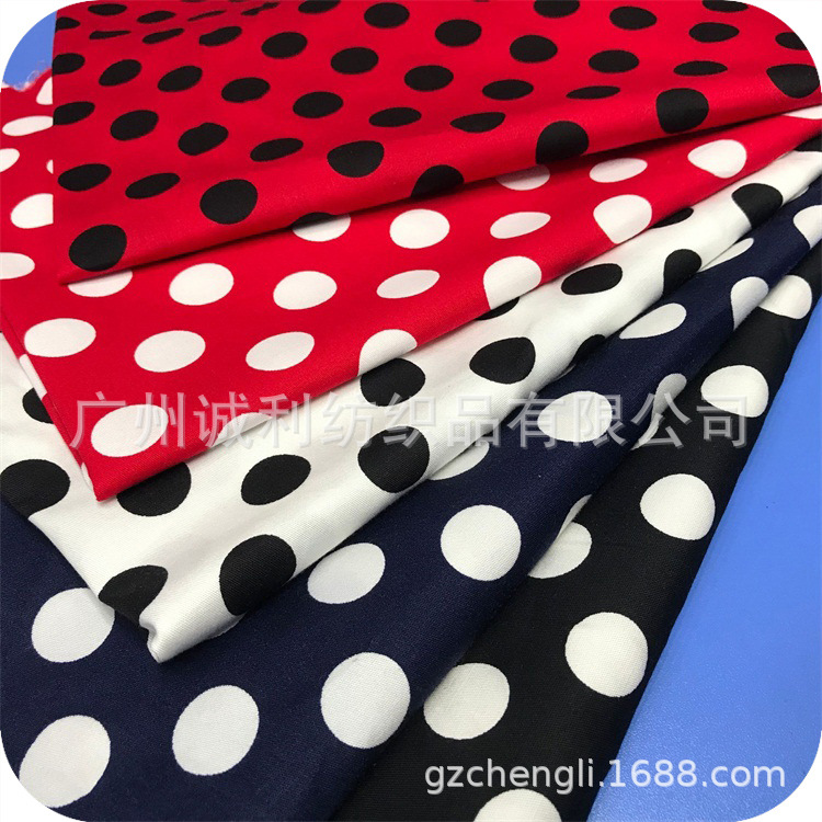 斜纹圆点扎染弹力印花女装连衣裙面料童装印花布外套小清新