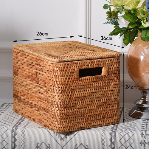 Taobao hot sale Vietnamese autumn rattan storage basket hand-woven storage basket large frame with lid storage