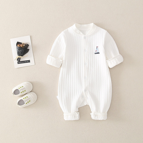 Select New Spring and Autumn Newborn Baby Bodysuit, Close-Fitting Home Clothes, Crawling Clothes, Baby Spring Outfit, Full Moon Suit Wholesale