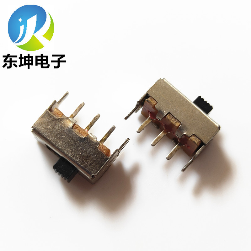 东坤开关拨动开关SS-12F44G5（1P2T）立式单排五脚滑动玩具开关