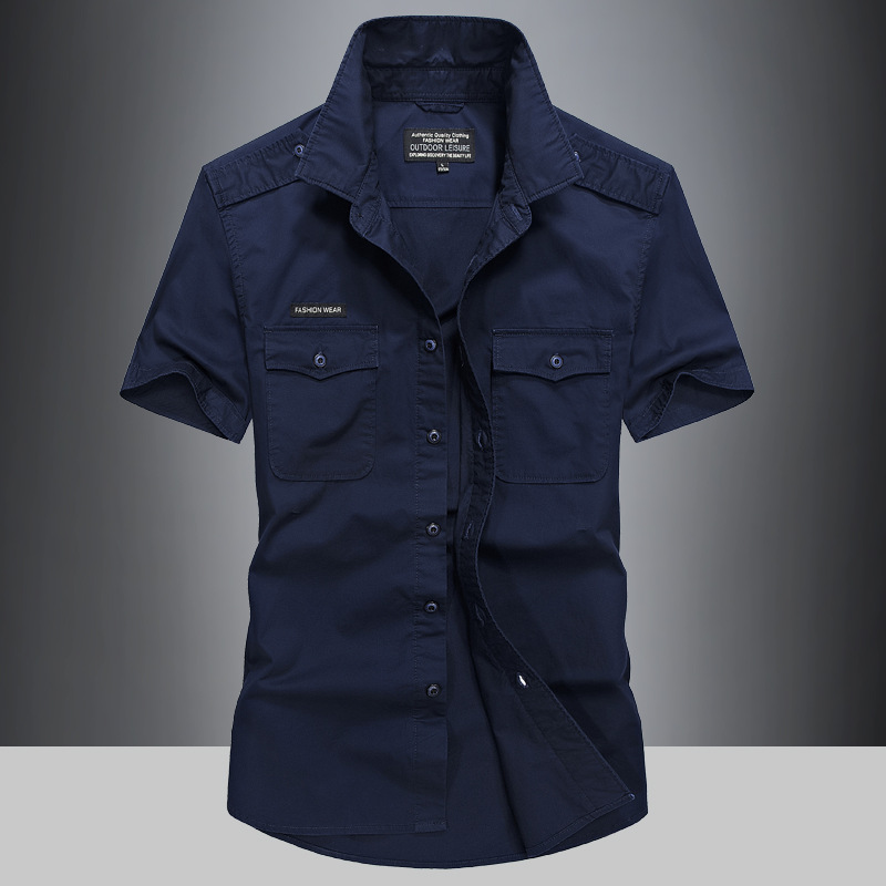 Summer Short-sleeved Shirt Men's Korean Style Youth Slim-fit Shirt Men's Summer Casual Shirt Coat Military Coat Trendy Clothes