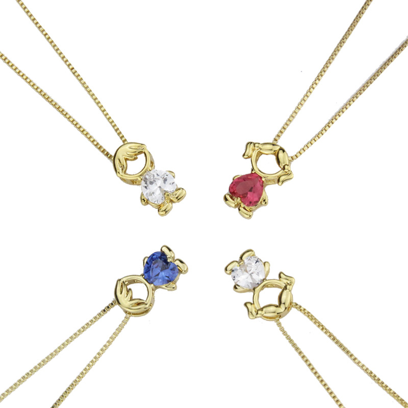 Schutz-amulett Kette Mit Buntem Zirkonia Für Kinder_voghion.com