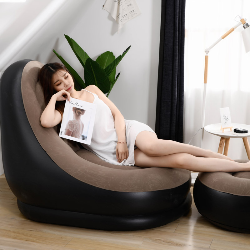 工厂直供充气沙发可折叠户外躺椅便携式单人植绒沙发套装懒人沙发