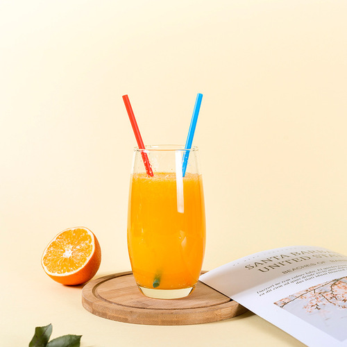 Wholesale disposable straws with independent transparent packaging, 15cm plastic juice and cola straws, 100 pieces