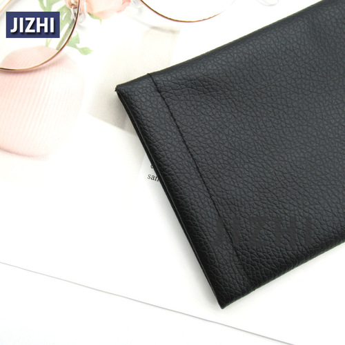 Automatic-Closing Eyeglass Pouch with Spring-Loaded Clip | Sunglass Storage Bag | Litchi-Grain Leather Sun Visor Case | Customizable with Printing