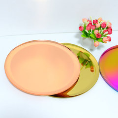Nordic stainless steel brass gold color round tray Nordic style home fruit plate craft ornaments candy plate