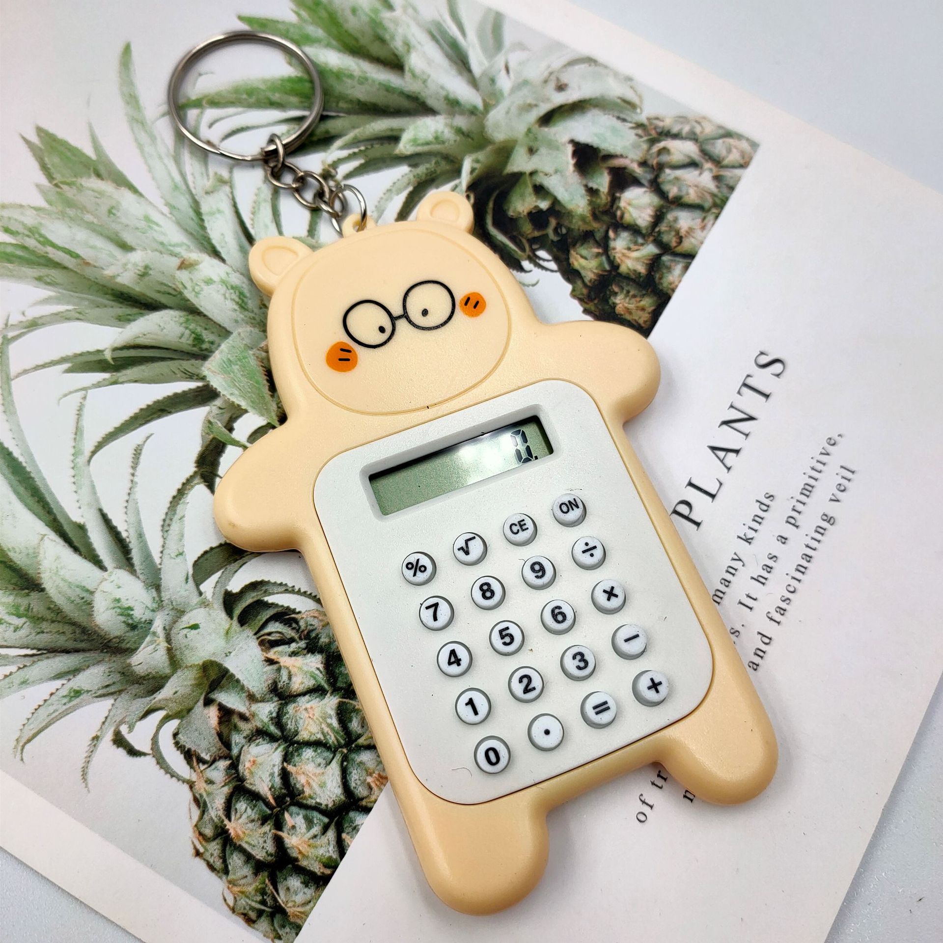 Oso creativo transfronterizo Mini calculadora llavero colgante portátil Escuela Primaria estudiante examen calculadora regalo