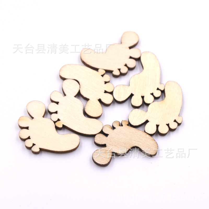 17*21mm ventas directas de fábrica/botones de madera para niños/botones de pies pequeños 50/100/200 por paquete