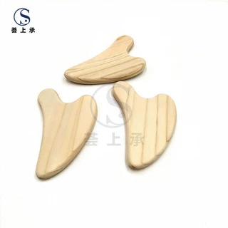 刮痧板拔筋棒桧木面雕棒牛角形面部通用美容板按摩棒美容楱定制