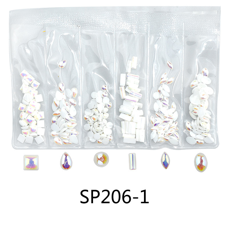 2021 Nueva joyería de uñas nuevo traje de remache en forma especial aleación parche de metal bolsa de seis rejillas joyería de uñas