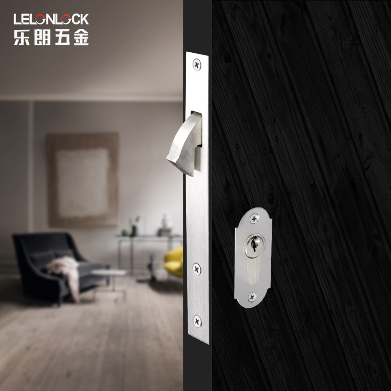 Accesorios de la cerradura de la puerta deslizante de la puerta estrecha del marco de la aleación de aluminio simple de la puerta deslizante del gancho del acero inoxidable directo de la fábrica