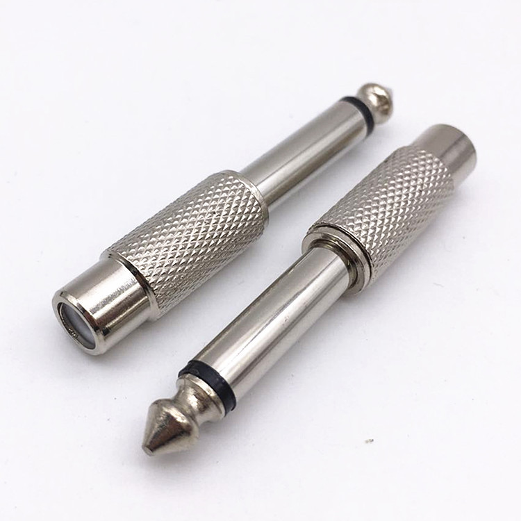 6.5转RCA 6.35转av莲花头 6.5公转rca莲花母麦克风话筒音频转接头